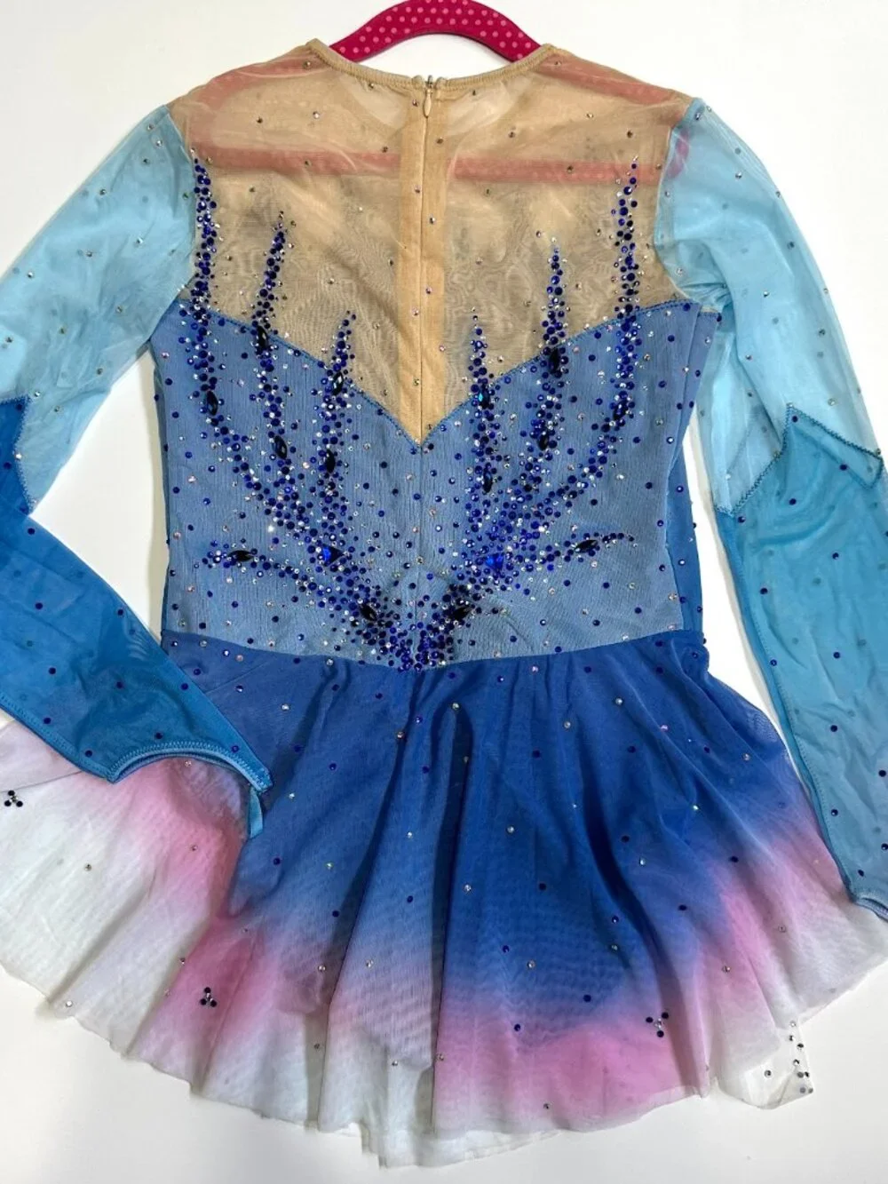 New Blue Pink Crystal Skating Dress Girls 14